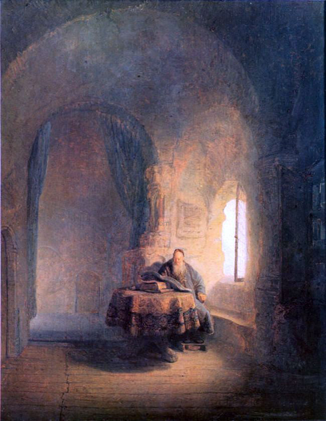 Rembrandt Van Rijn Philosopher Reading - Canvas Print