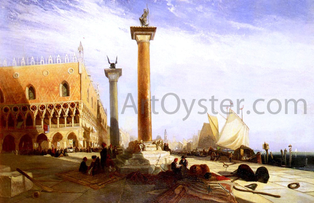 William James Muller Piazetta And The Doge's Palace, Venice - Canvas Print