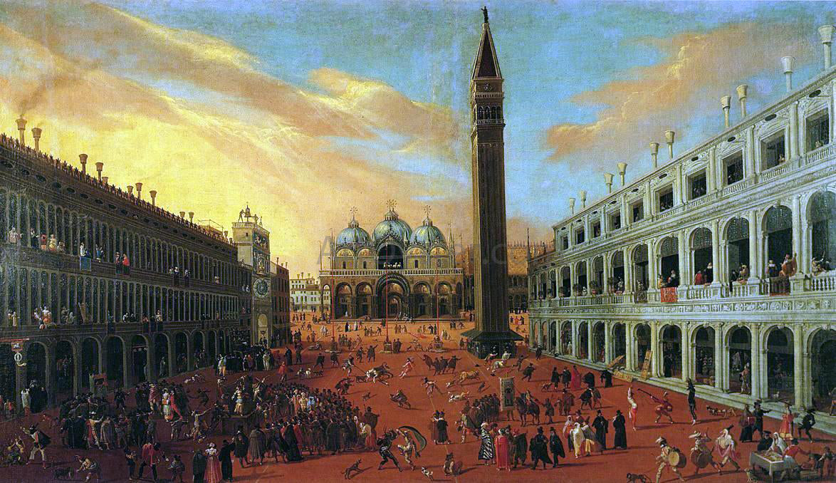 The Younger Joseph Heintz Piazza San Marco at Carnival Time - Canvas Print