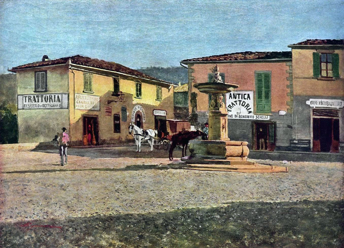 Telemaco Signorini Piazzetta a Settignano - Canvas Print