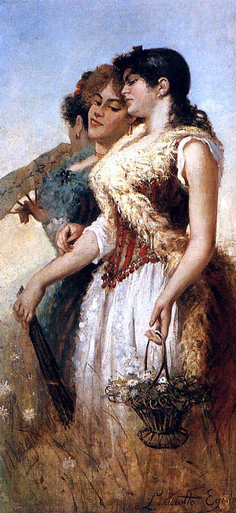 Egisto Lancerotto Picking Daisies - Canvas Print