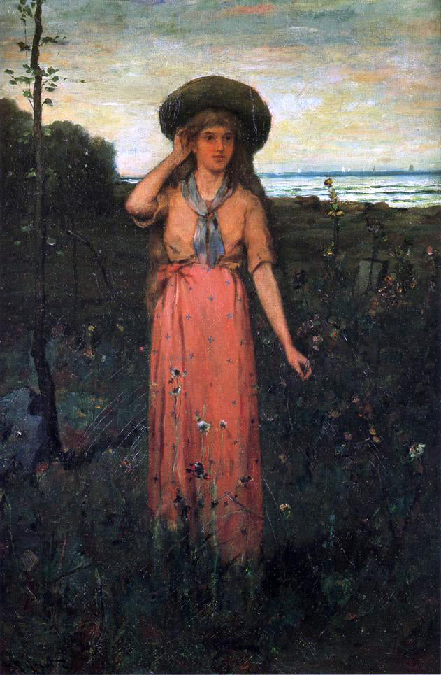 Abbott Fuller Graves Picking Flowers by the Sea - Canvas Print