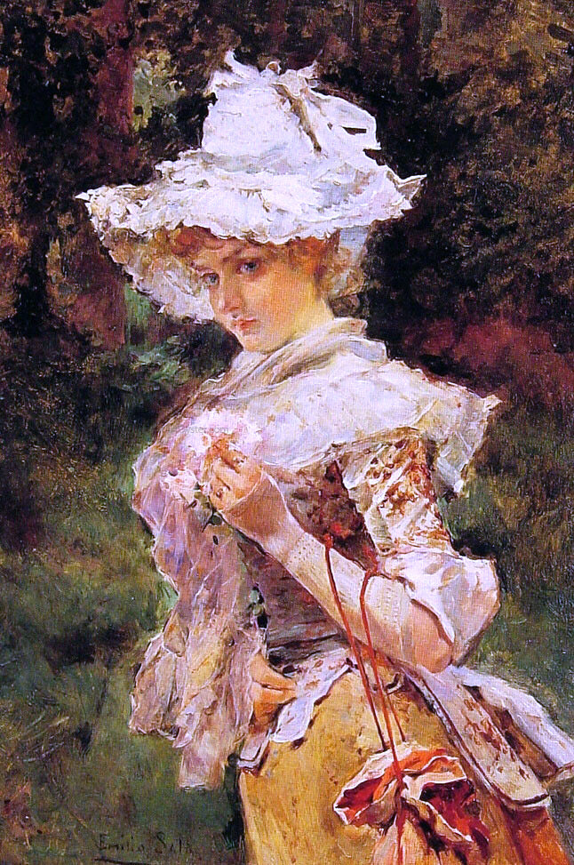 Emilio Sala y Frances Picking Flowers - Canvas Print