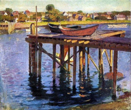 Frank Duveneck A Pier at Gloucester - Canvas Print