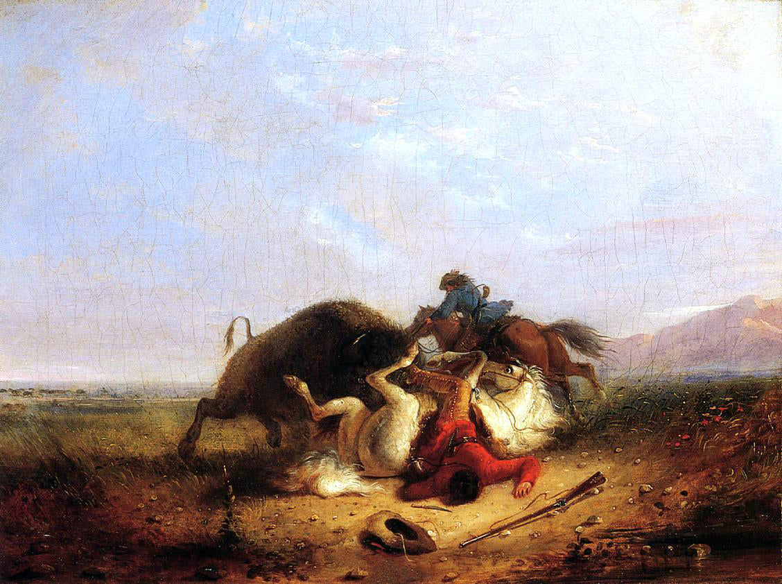 Alfred Jacob Miller Pierre and the Buffalo - Canvas Print