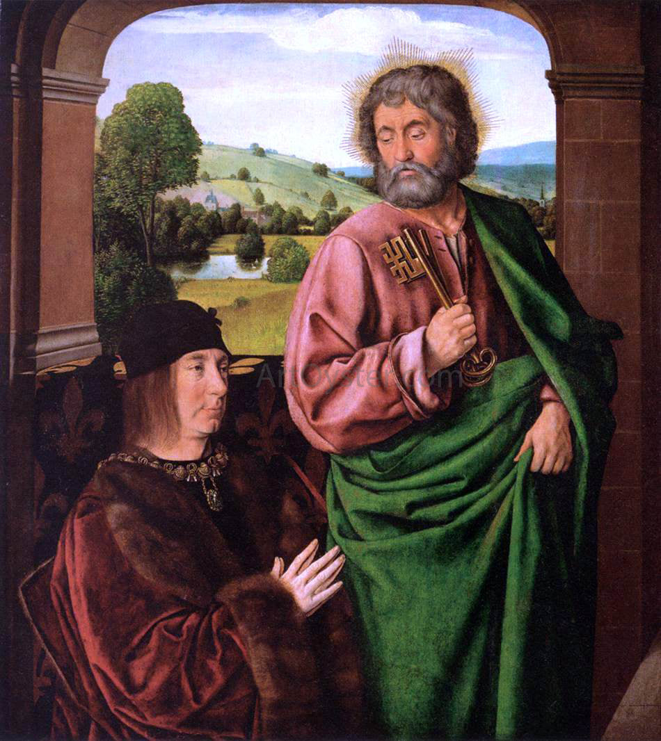 Master of Moulins Pierre II, Duc de Bourbon, Presented by St Peter - Canvas Print