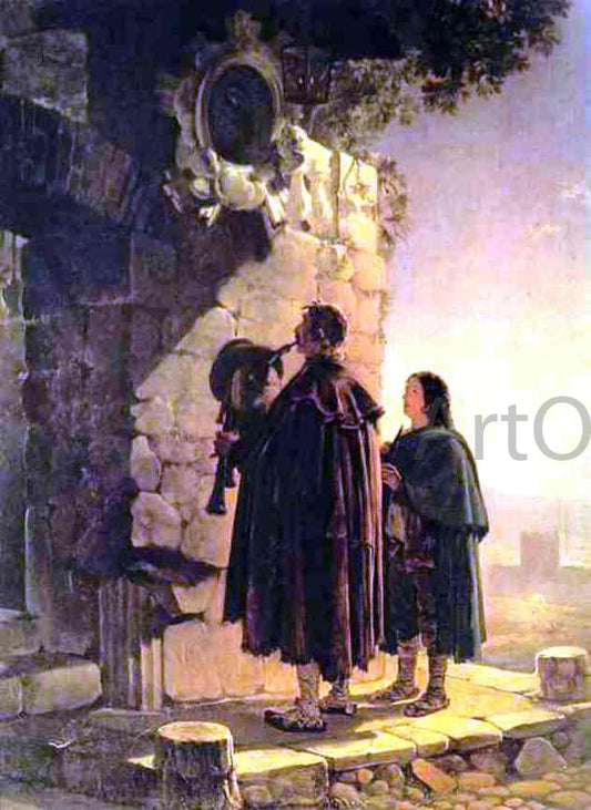 Karl Pavlovich Brulloff Pifferary in Front of Madonna - Canvas Print