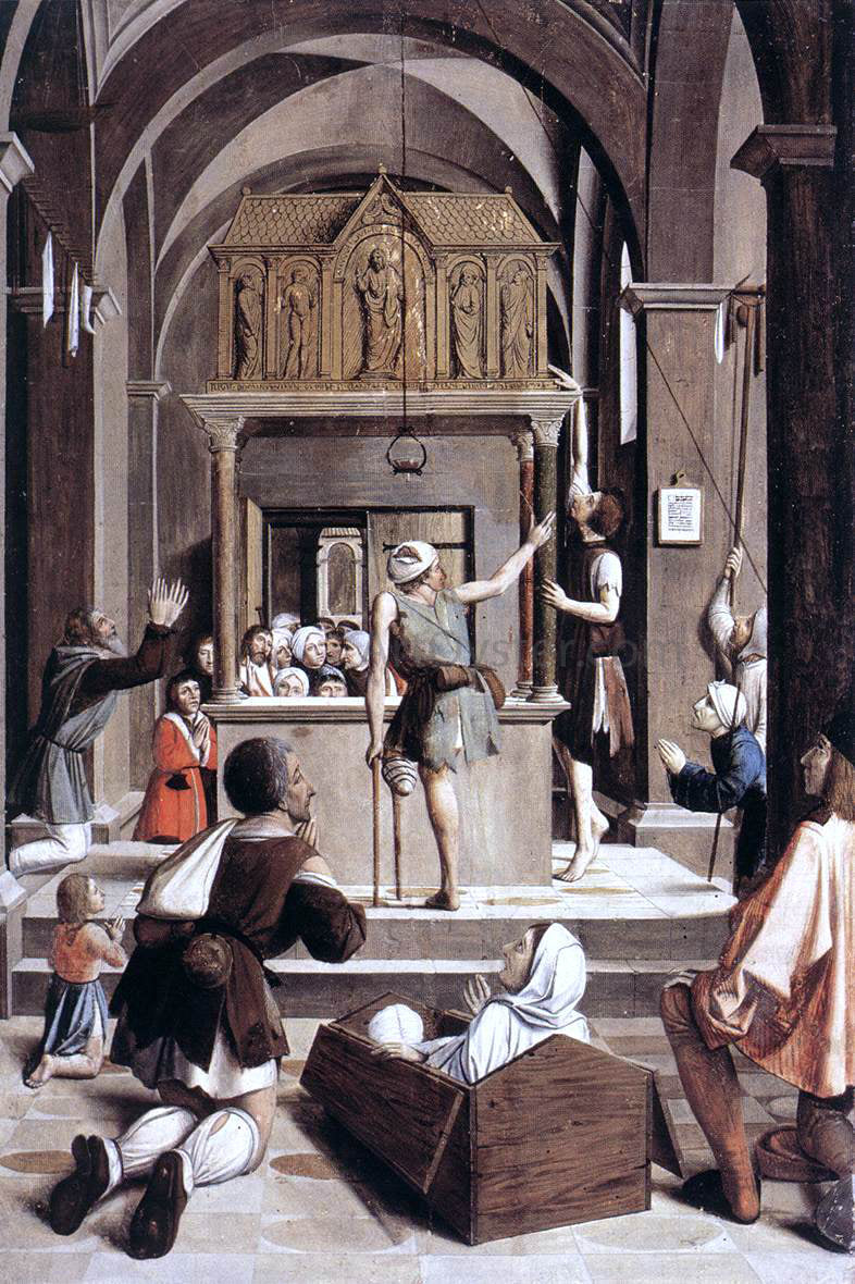 Josse Lieferinxe Pilgrims at the Tomb of St Sebastian - Canvas Print
