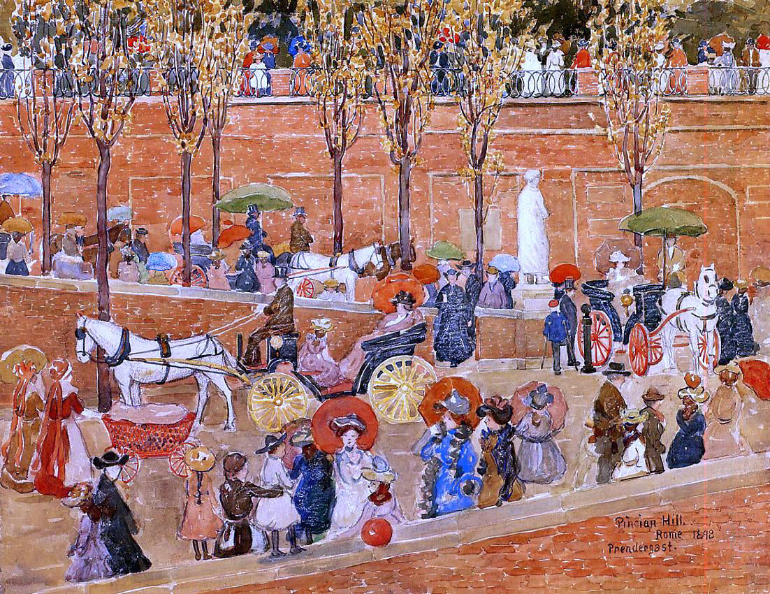 Maurice Prendergast Pincian Hill, Rome (also known as Afternoon, Pincian Hill) - Canvas Print