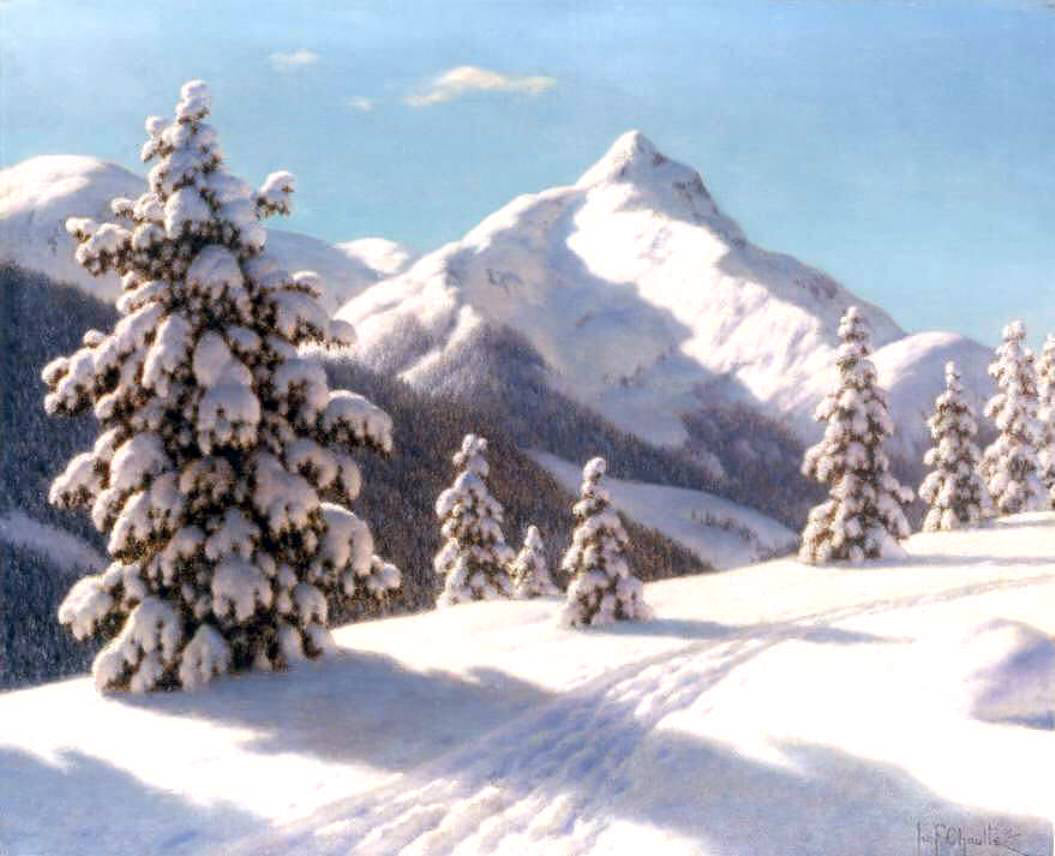 Ivan Fedorovich Choultse Pines in the Snow - Canvas Print
