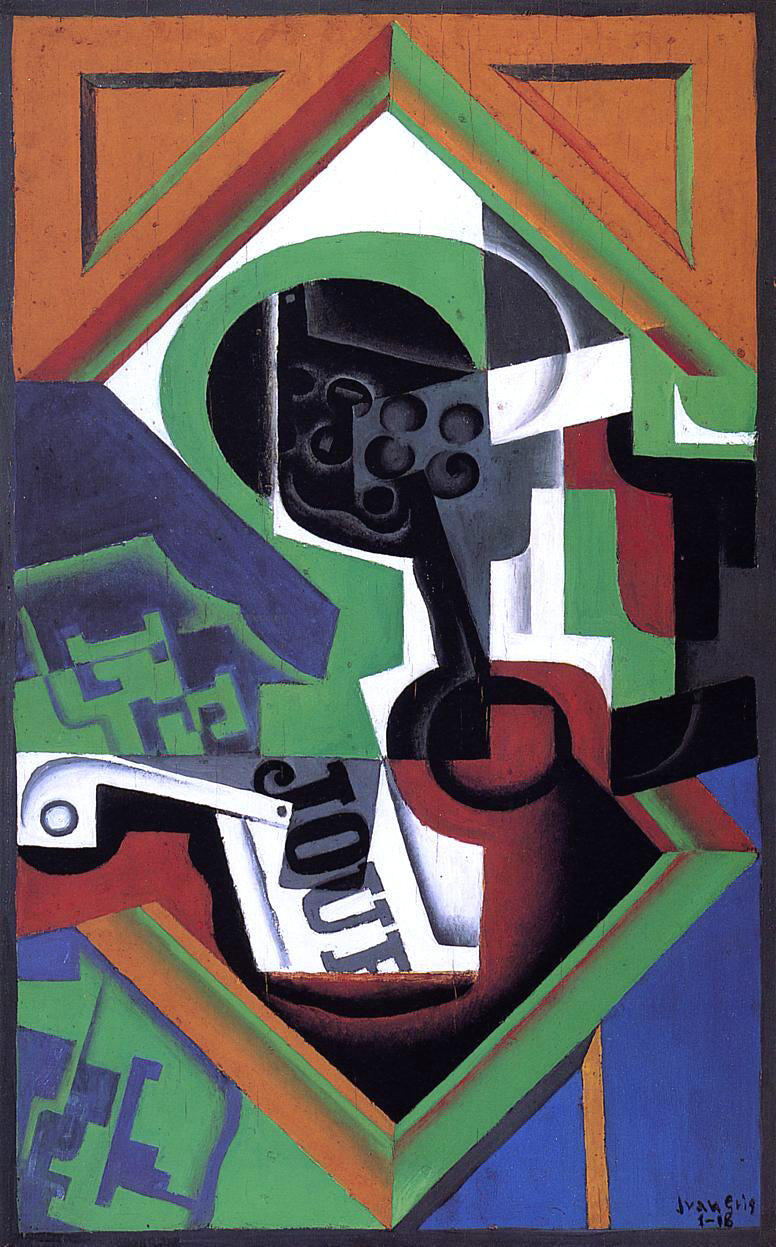 Juan Gris Pipe and Fruit Dish with Grapes - Canvas Print