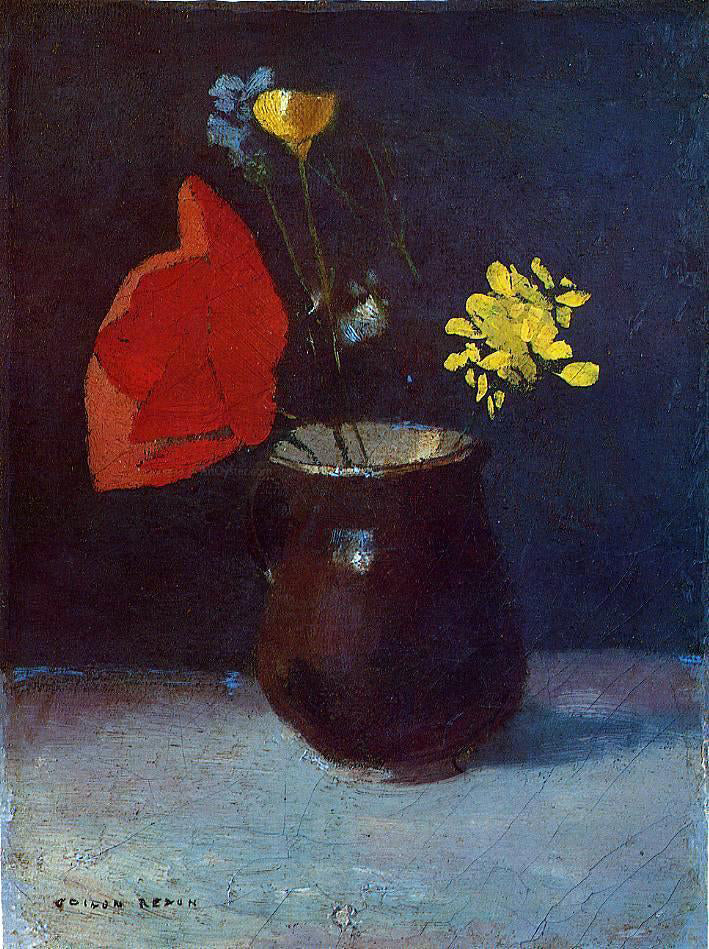 Odilon Redon Pitcher of Flowers - Canvas Print