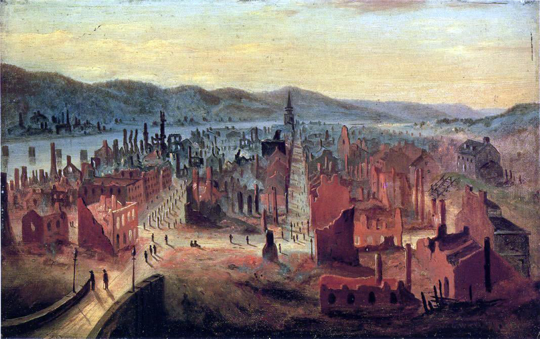 William Coventry Wall Pittsburgh after the Fire, 1845, from Boyd's Hill - Canvas Print