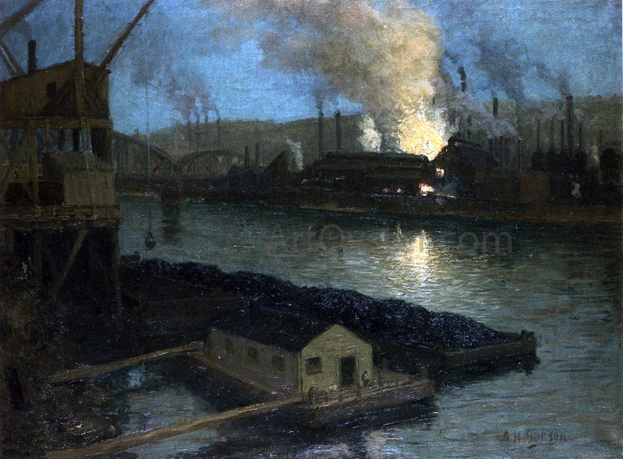 Aaron Harry Gorson Pittsburgh Mills at Night - Canvas Print