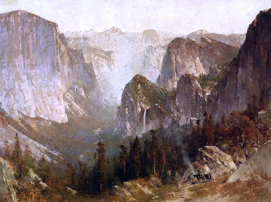 Thomas Hill Piute Indian Encampment, Yosemite - Canvas Print