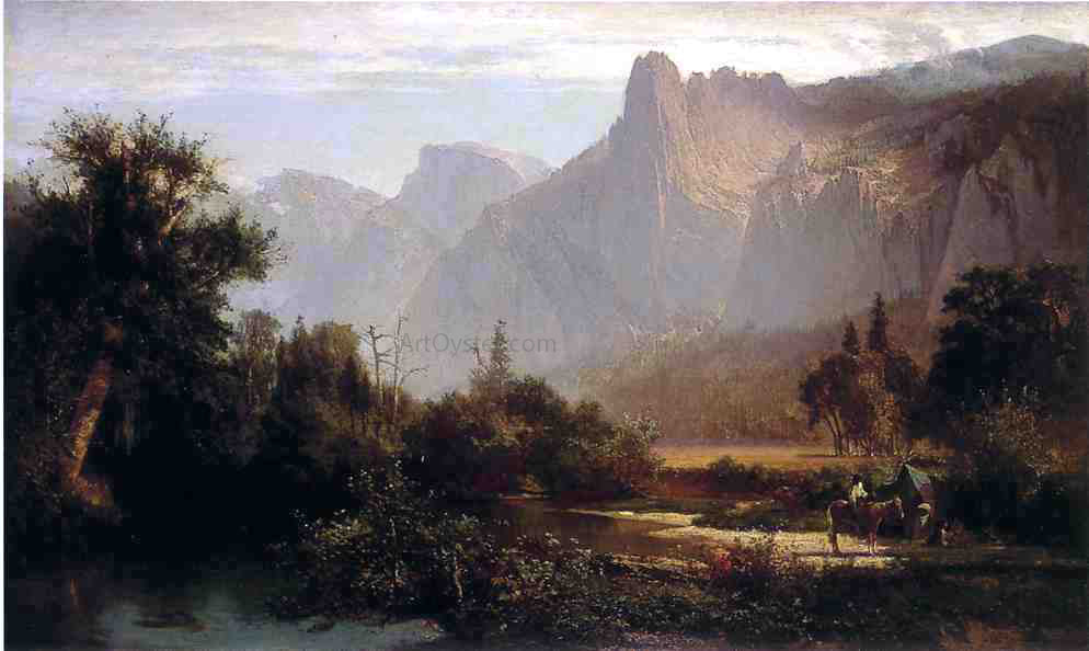 Thomas Hill Piute Indian Family in Yosemite Valley - Canvas Print