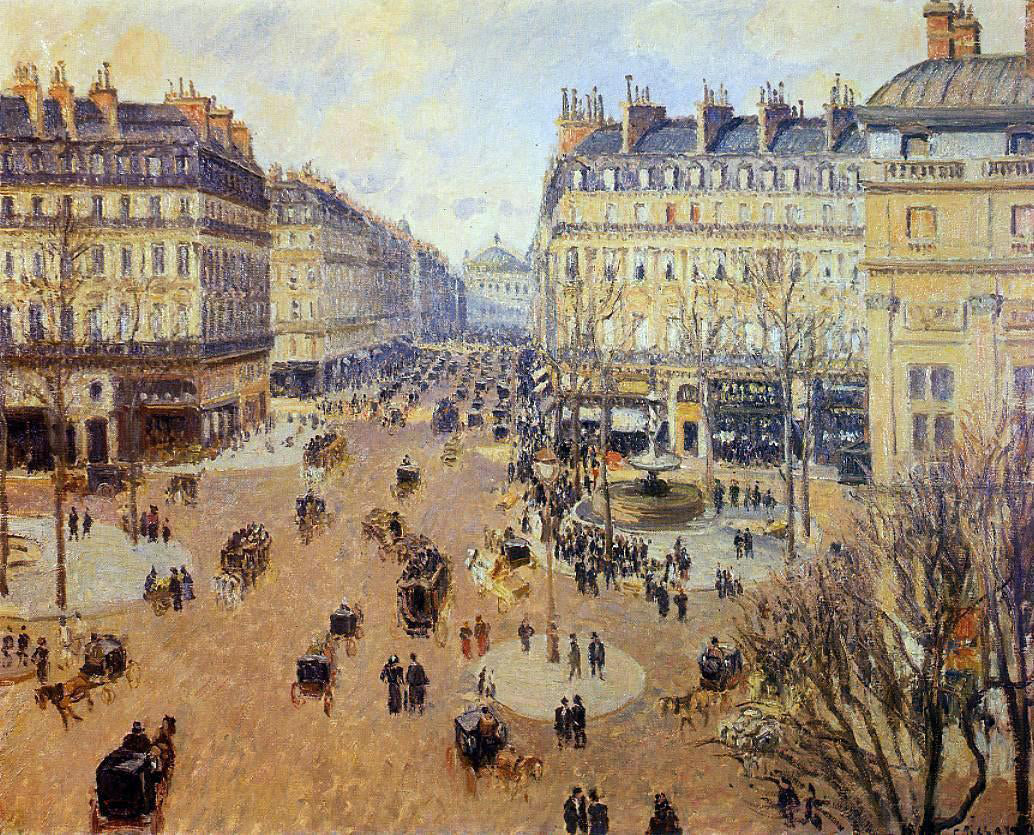 Camille Pissarro Place du Theatre Francais: Afternoon Sun in Winter - Canvas Print