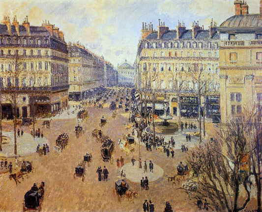 Camille Pissarro Place du Theatre Francais: Afternoon Sun in Winter - Canvas Print