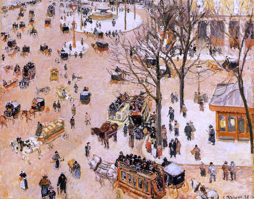 Camille Pissarro Place du Theatre Francais - Canvas Print