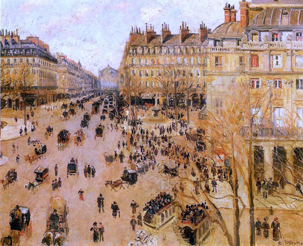 Camille Pissarro Place du Thretre Francais: Sun Effect - Canvas Print