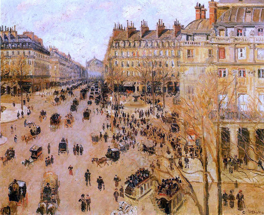 Camille Pissarro Place du Thretre Francais: Sun Effect - Canvas Print