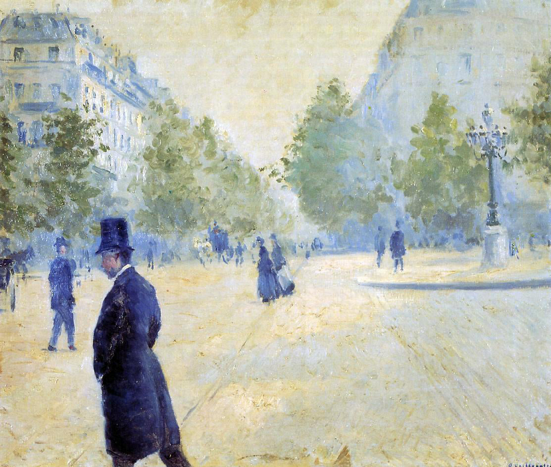 Gustave Caillebotte Place Saint-Augustin, Misty Weather - Canvas Print