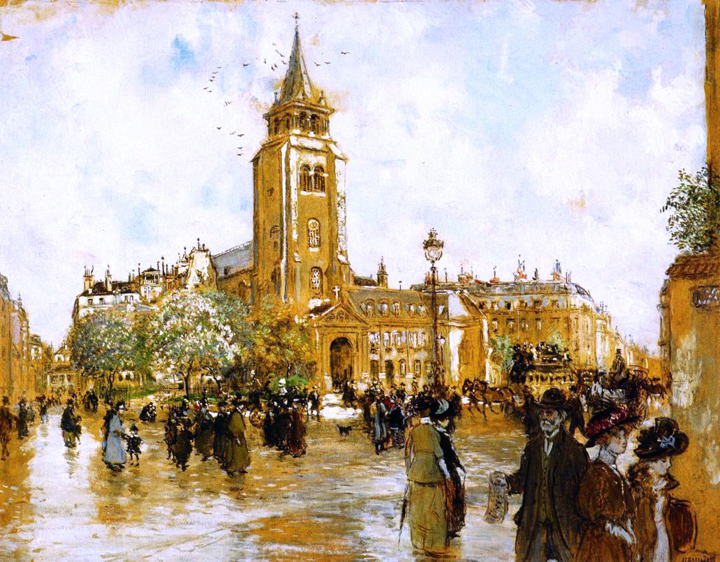 Jean-Francois Raffaelli Place Saint-Germain-des-Pres - Canvas Print