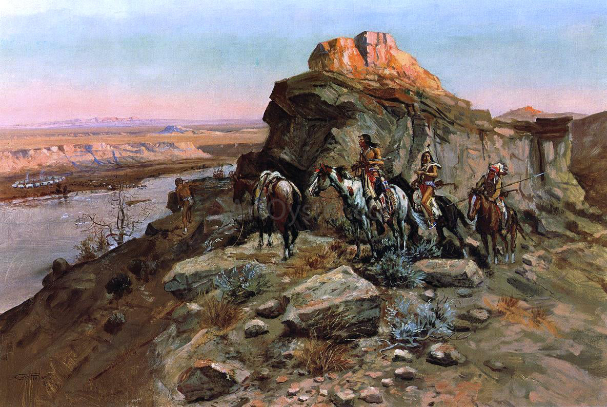 Charles Marion Russell Planning the Attack - Canvas Print