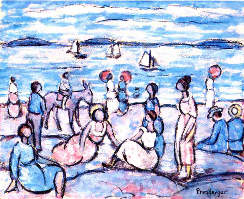 Maurice Prendergast Playing at Salem, Massachusetts - Canvas Print