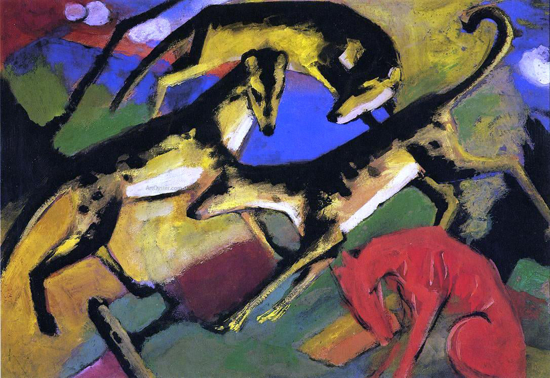 Franz Marc Playing Dogs - Canvas Print