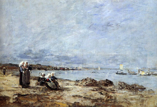 Eugene-Louis Boudin Plougastel, Women Waiting for the Ferry - Canvas Print
