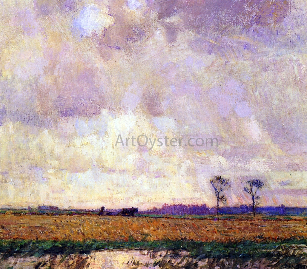 William Langson Lathrop Plowing along the Canal - Canvas Print