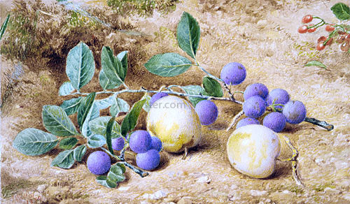 John William Hill Plums - Canvas Print