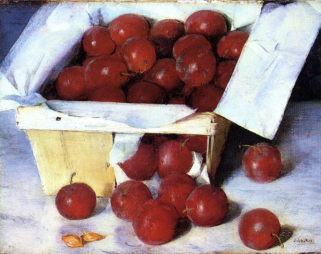 Joseph Decker Plums in a Basket - Canvas Print