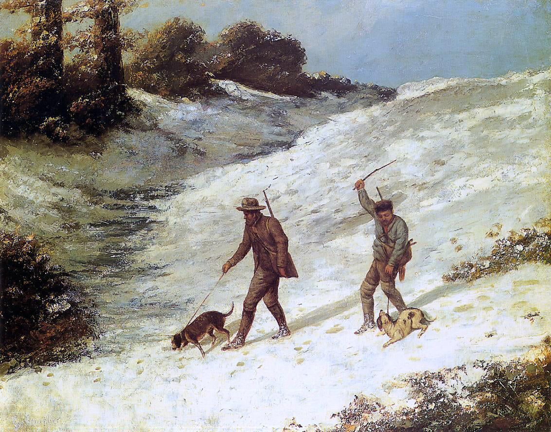 Gustave Courbet Poachers in the Snow - Canvas Print