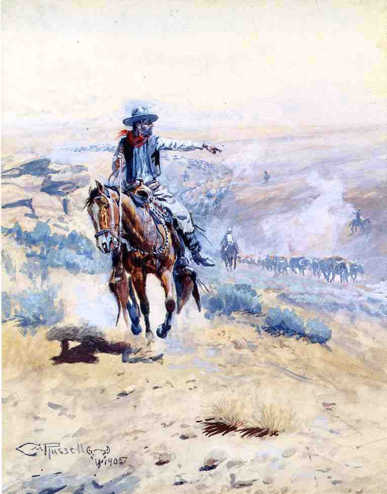 Charles Marion Russell Pointing Out the Trail - Canvas Print