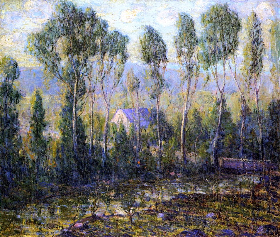 Ernest Lawson Poplars Along a River - Canvas Print
