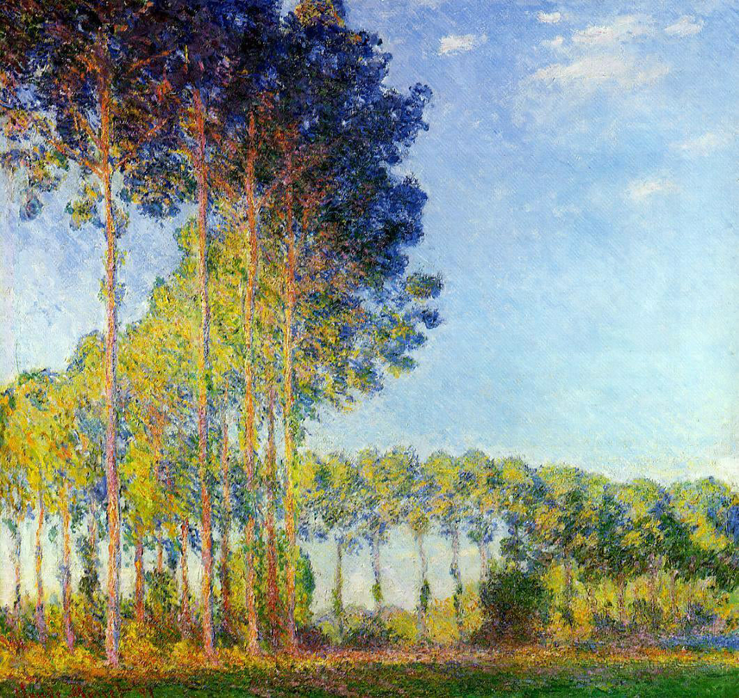 Claude Oscar Monet Poplars on the Banks of the River Epte, Seen from the Marsh - Canvas Print