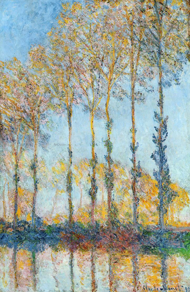 Claude Oscar Monet Poplars, White and Yellow Effect - Canvas Print