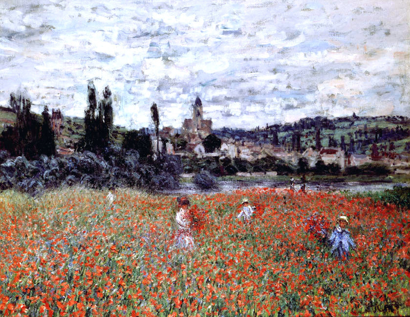 Claude Oscar Monet Poppies near Vetheuil - Canvas Print