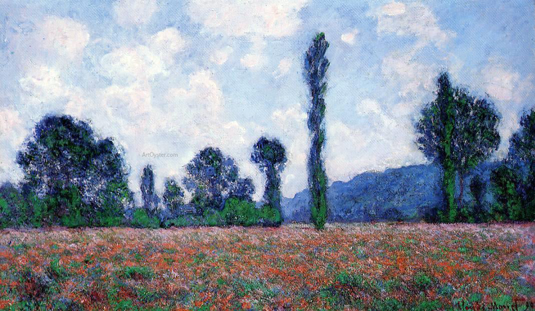 Claude Oscar Monet Poppy Field, Giverny - Canvas Print