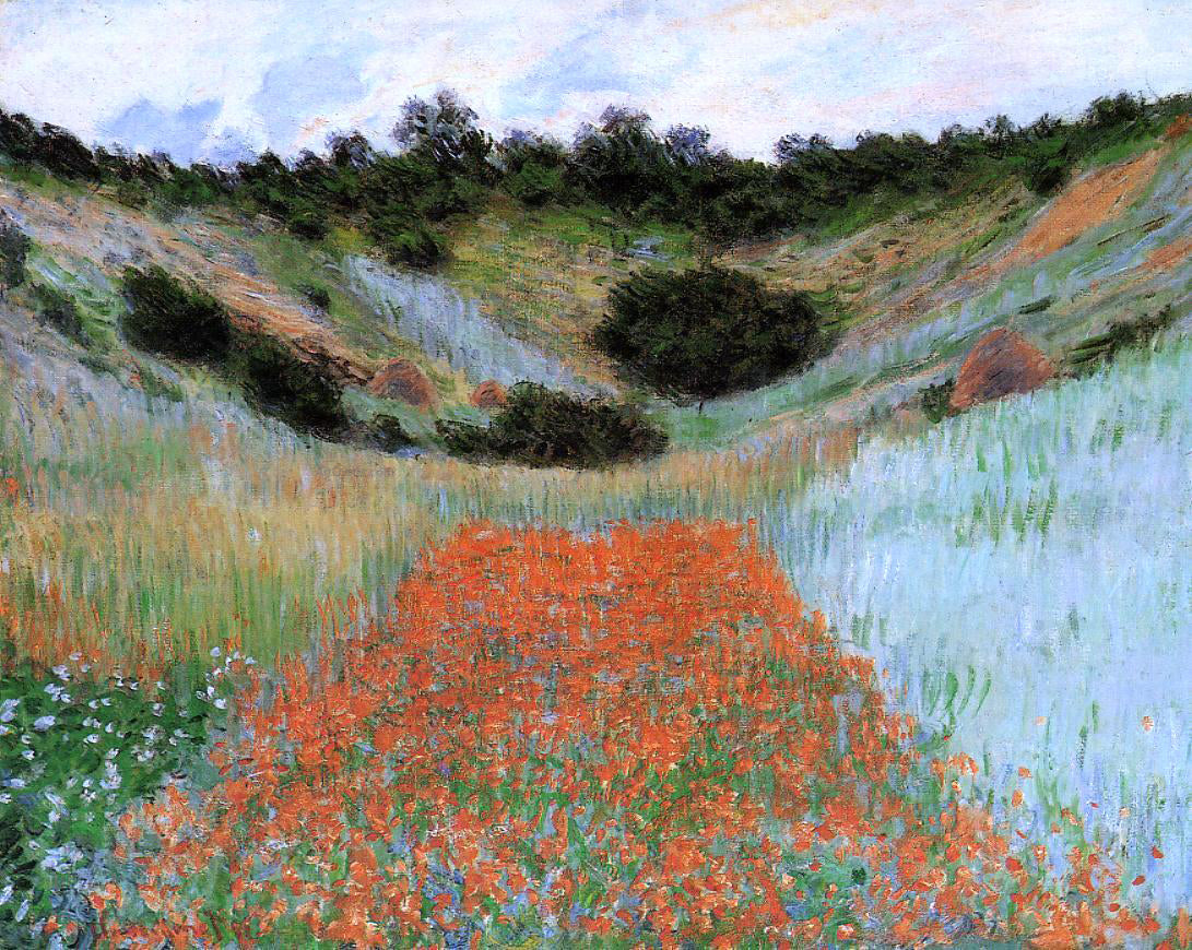 Claude Oscar Monet A Poppy Field in a Hollow near Giverny - Canvas Print