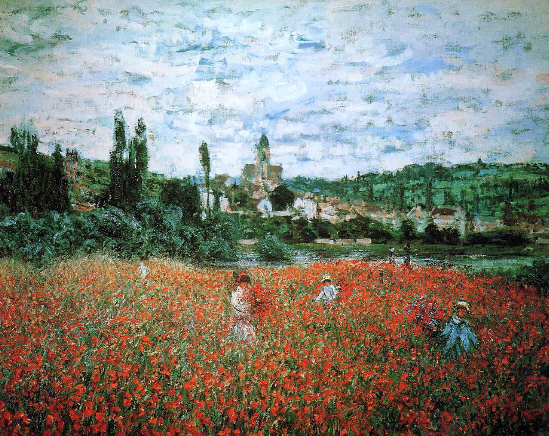 Claude Oscar Monet Poppy Field near Vetheuil - Canvas Print