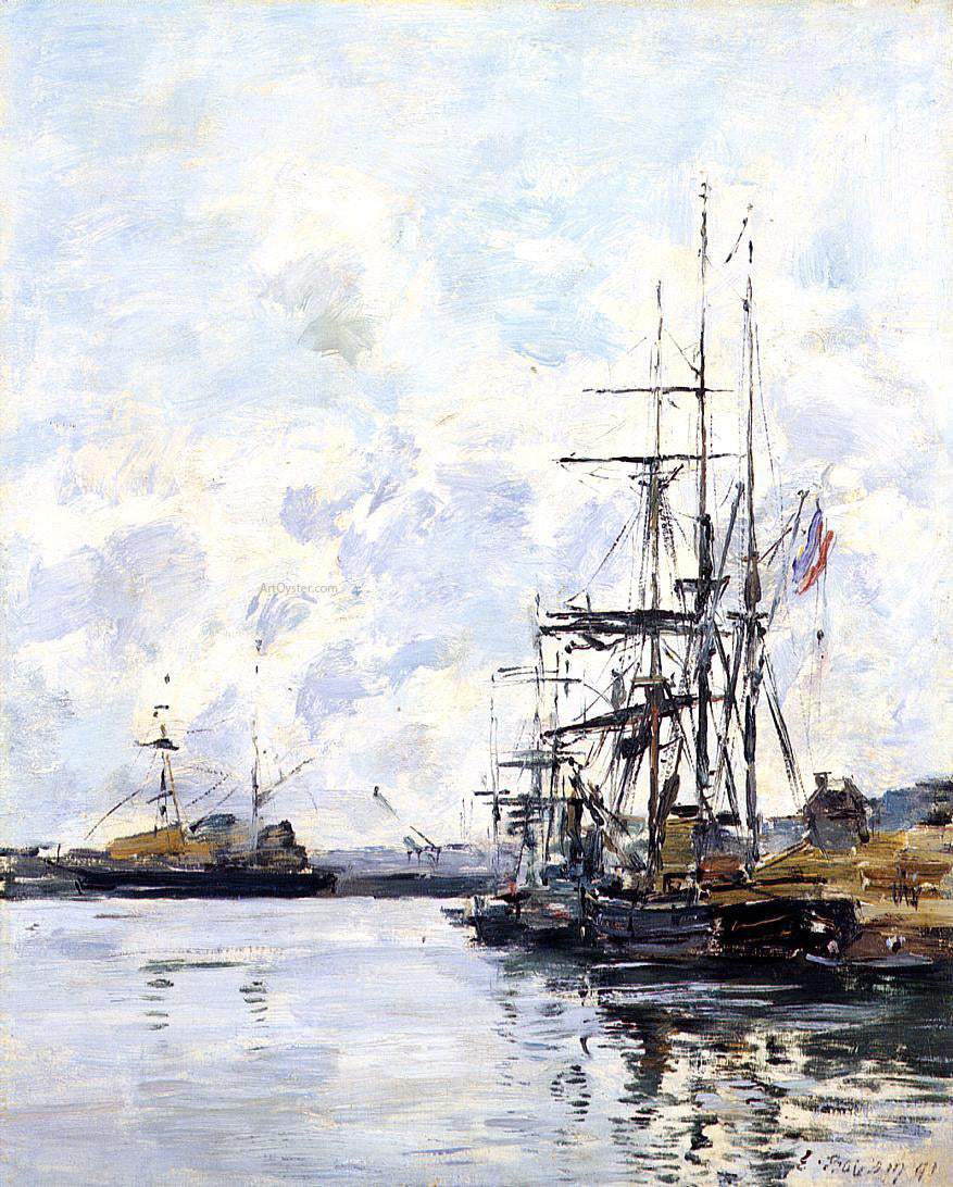 Eugene-Louis Boudin Port, Sailboats at Anchor - Canvas Print
