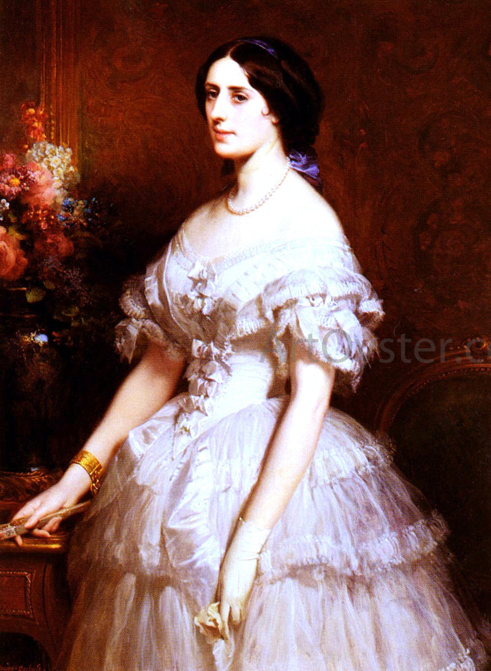 Edouard Louis Dubufe Portrait D'Une Dame - Canvas Print
