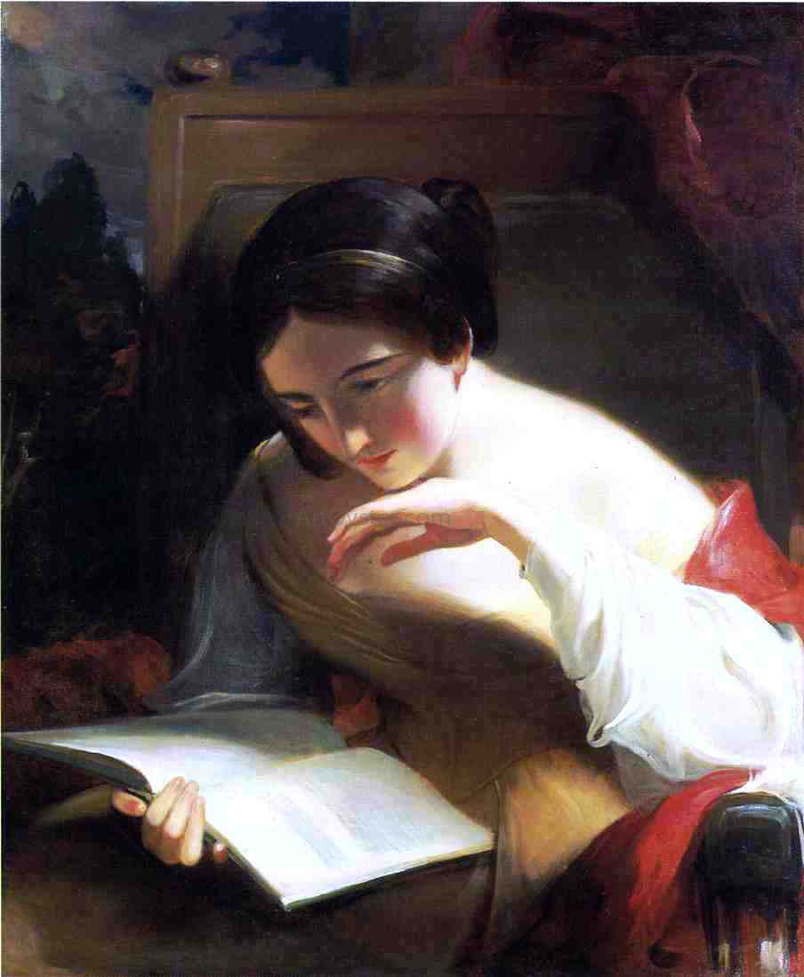 Thomas Sully Portrait of a Girl Reading - Canvas Print