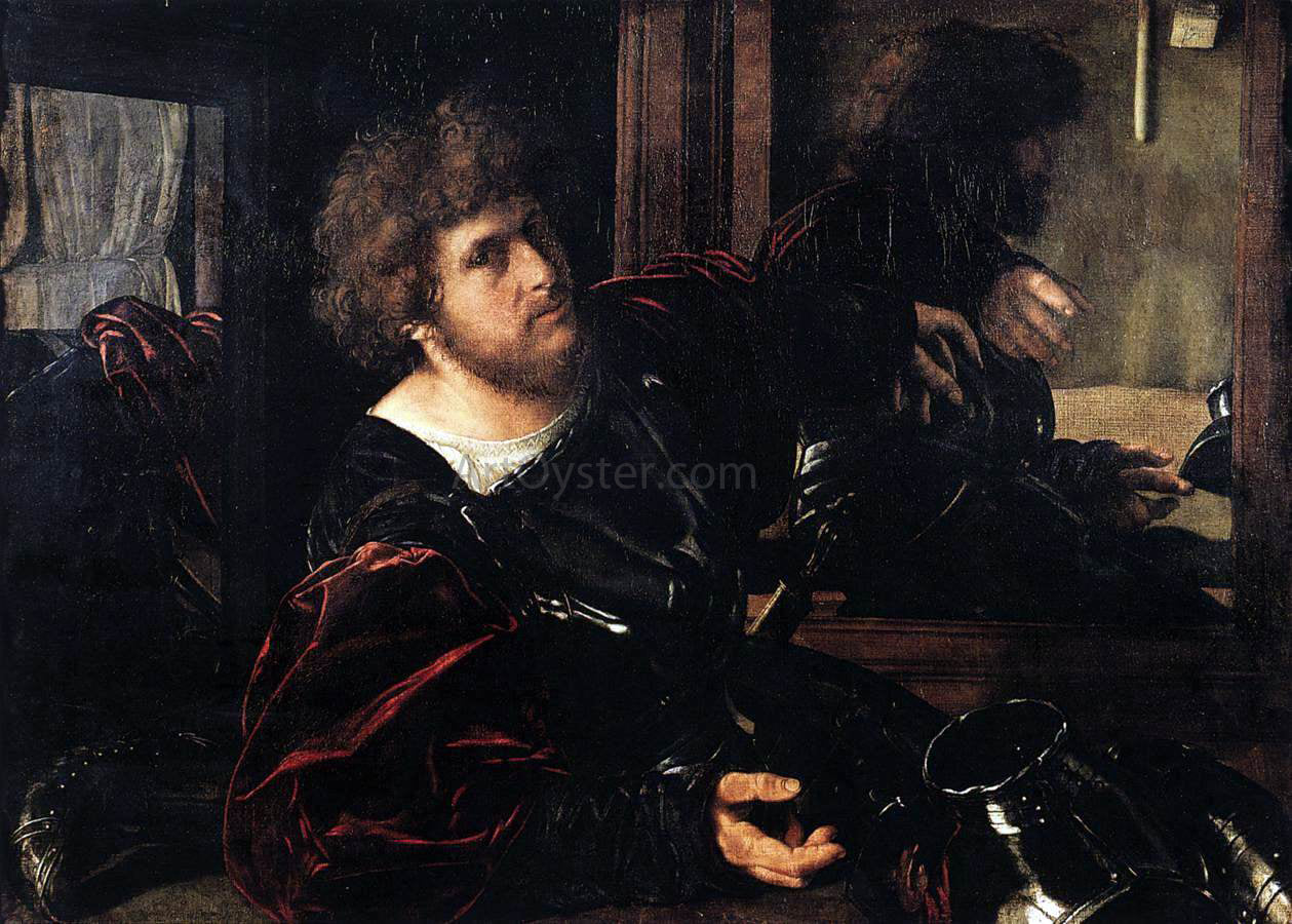 Giovanni Girolamo Savoldo Portrait of a Man in Armour (known as Gaston de Foix} - Canvas Print