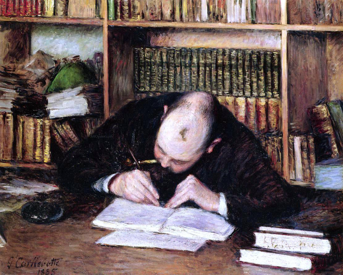 Gustave Caillebotte Portrait of a Man Writing in His Study - Canvas Print