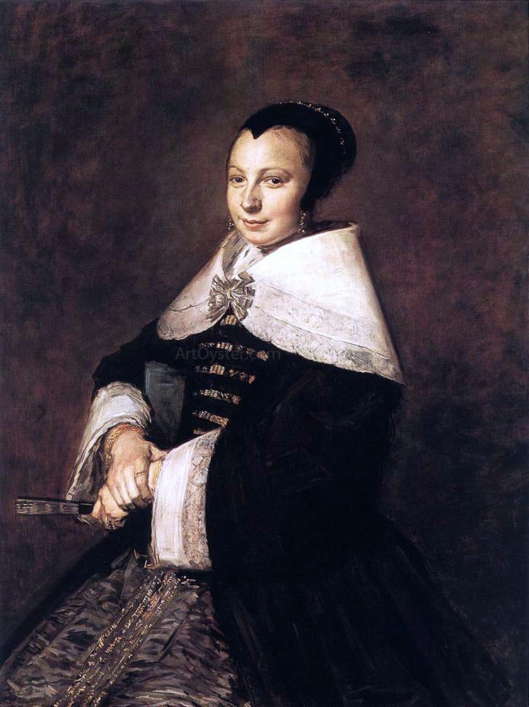 Frans Hals Portrait of a Seated Woman Holding a Fan - Canvas Print