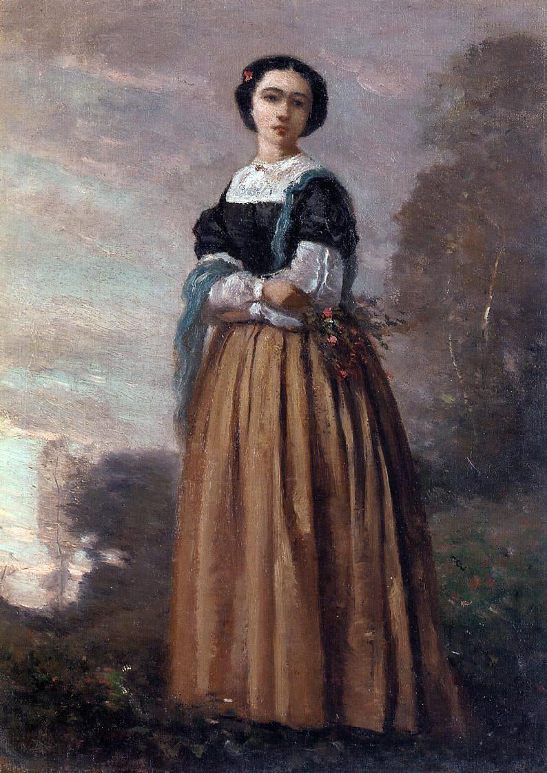 Jean-Baptiste-Camille Corot Portrait of a Standing Woman - Canvas Print